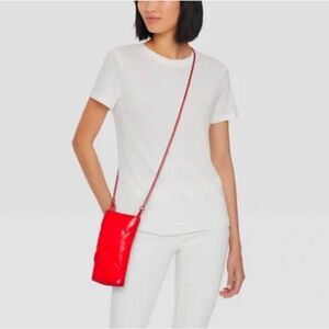 NWT A NEW DAY Small Red Faux Leather Puffer Crossbody Bag Purse Chain Strap